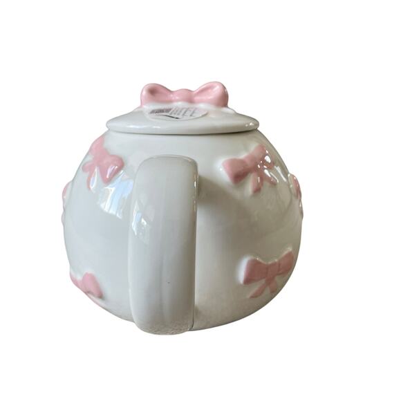 Lang Design Hand Painted Pink Bow Ceramic Teapot New - Picture 7 of 16